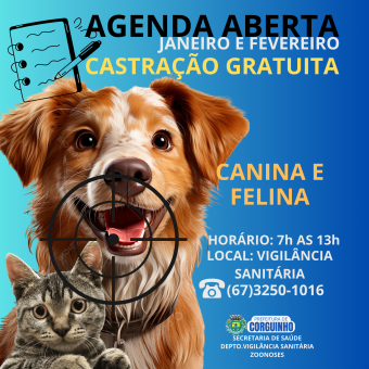 Aberta agenda para castração de cães e gatos